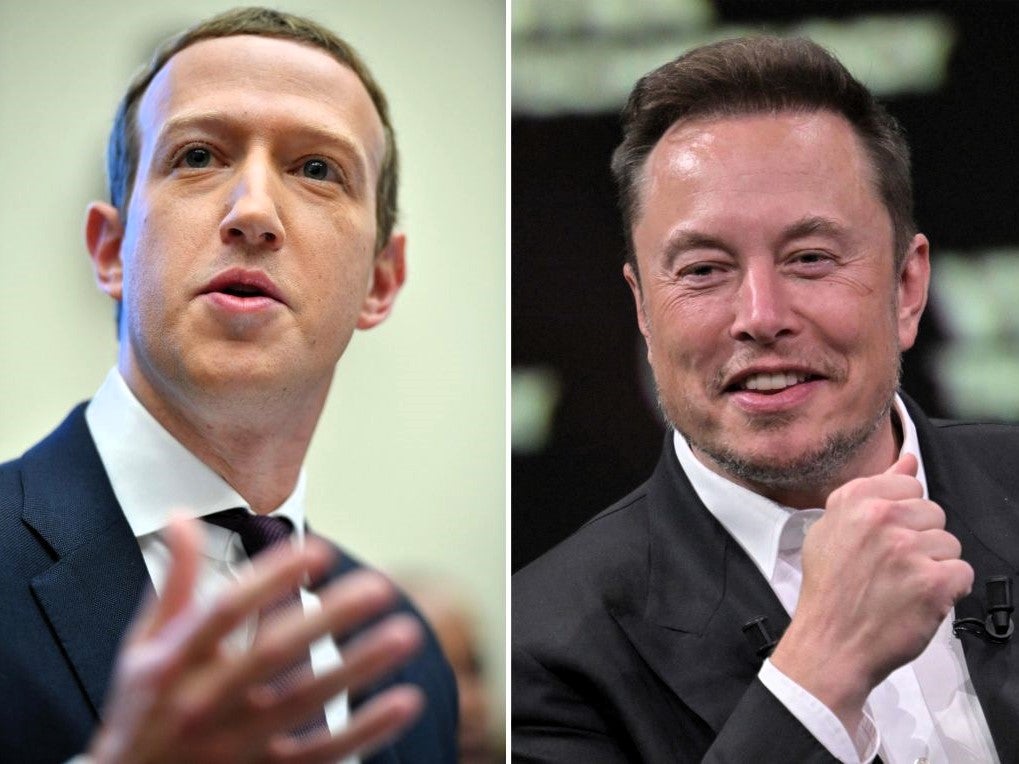 Mark Zuckerberg (L) agreed to fight Elon Musk in a ‘cage fight’ in Las Vegas