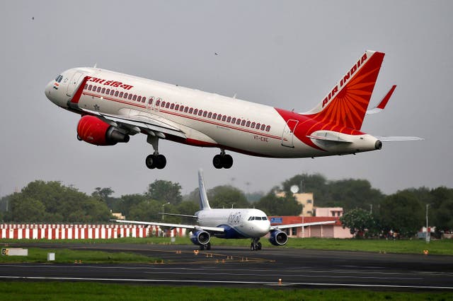 <p>An Air India Airbus A320 aircraft takes off</p>