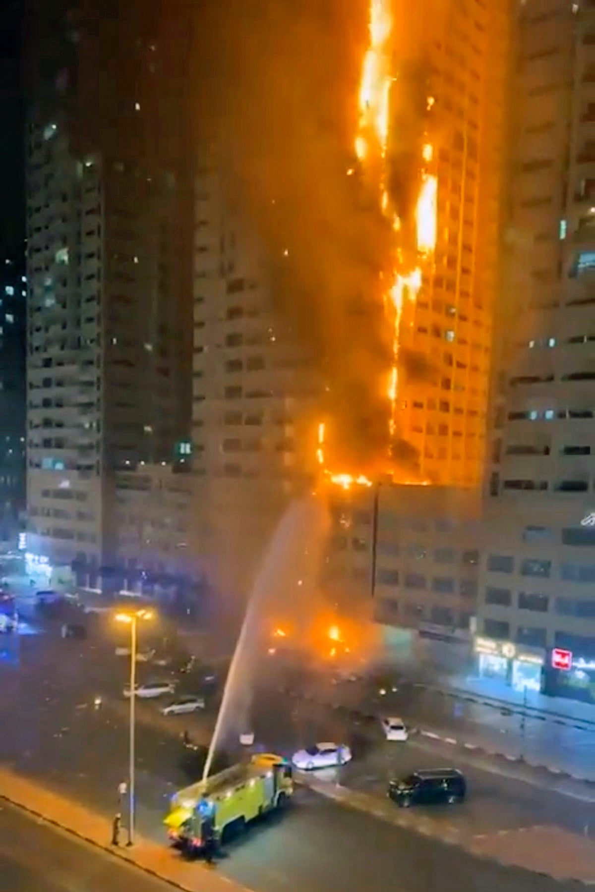 Fire engulfs high-rise in United Arab Emirates. No reports of injuries