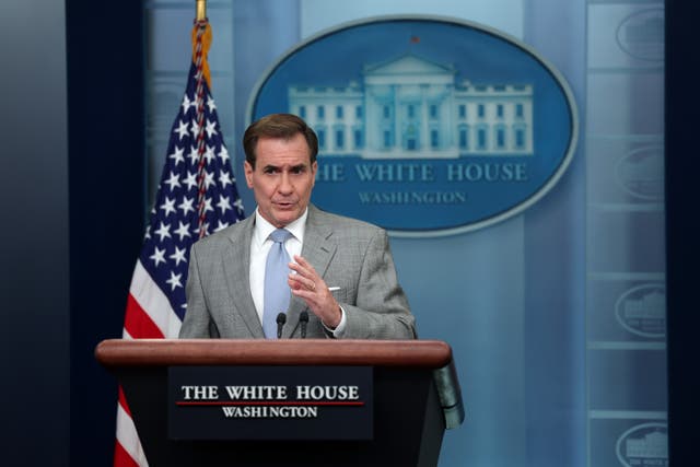 <p>John Kirby, Coordinator for Strategic Communications at the National Security Council in the White House, speaks at the daily press briefing at the White House on 26 June 2023 in Washington, DC</p>