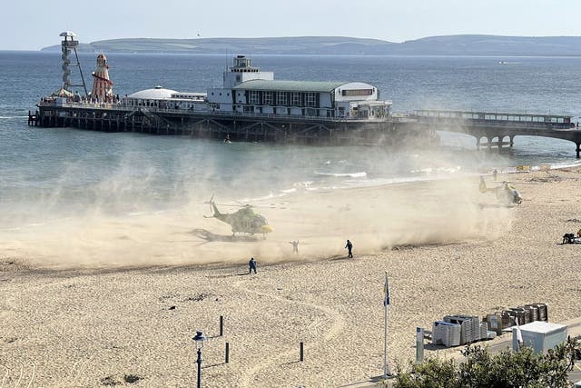 The scene at Bournemouth beach after the two swimmers died (Professor Dimitrios Buhalis/PA)