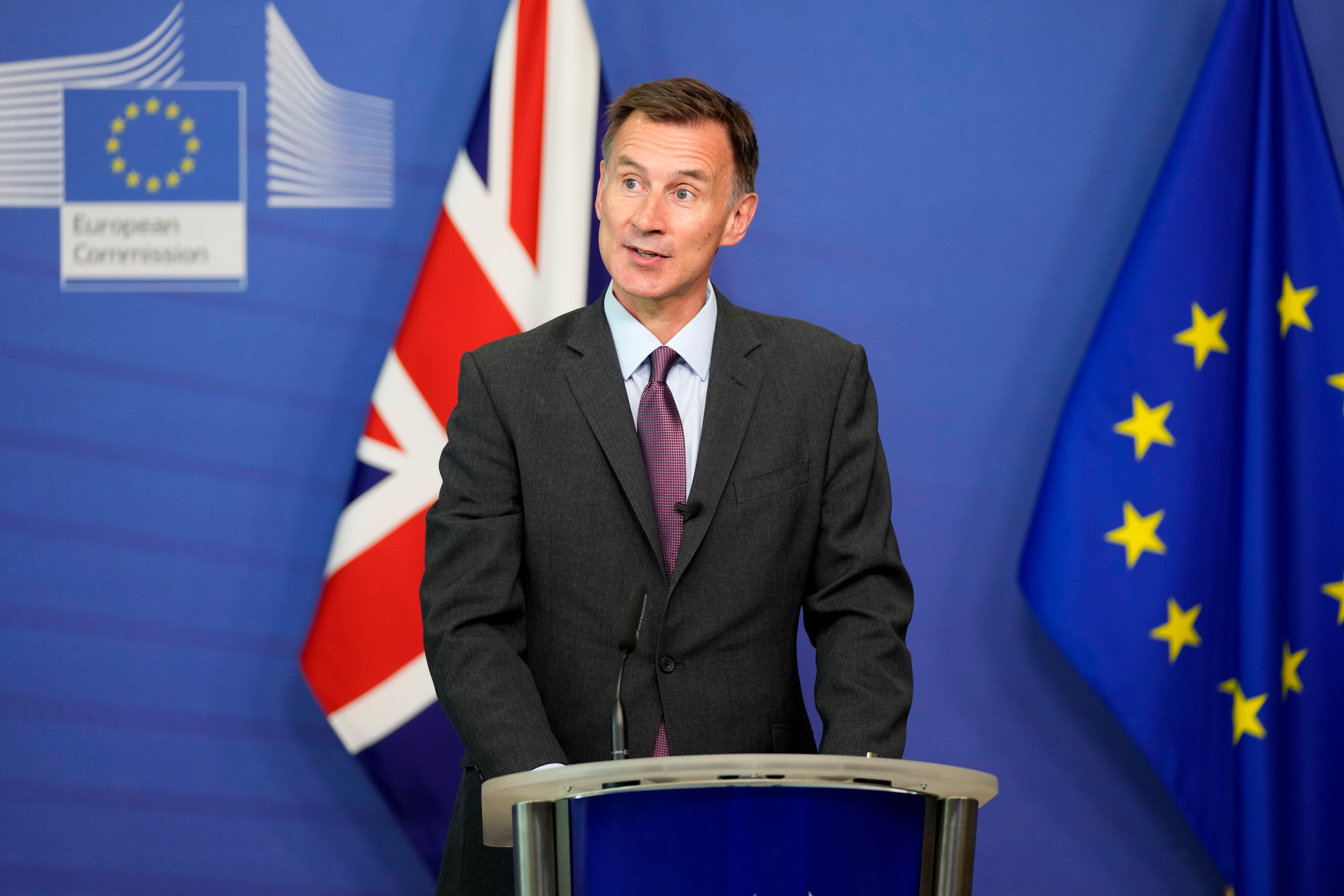 Chancellor Jeremy Hunt in Brussels (Virginia Mayo/AP)