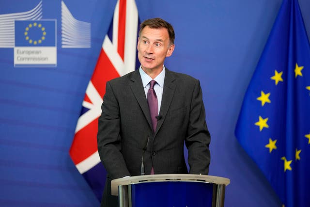 Chancellor Jeremy Hunt in Brussels (Virginia Mayo/AP)