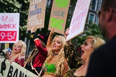 Celebrity impersonators protest outside Facebook offices after ban