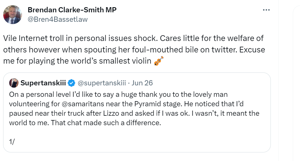 The Bassetlaw MP mocked the political commentator and satirist