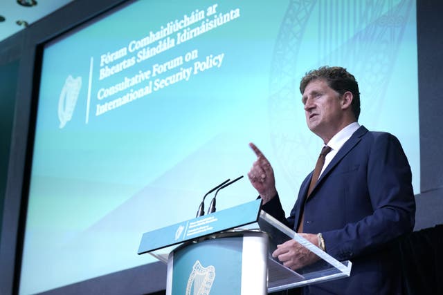 Environment minister Eamon Ryan was speaking at the Consultative Forum on International Security Policy at Dublin Castle (Niall Carson/PA)