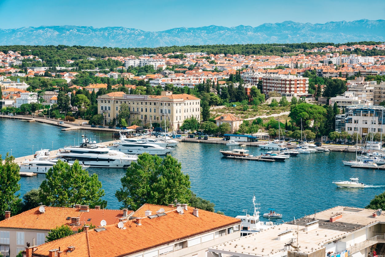 An aerial view of Zadar and its marina