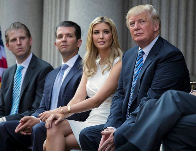 <p>Donald Trump with his children (R-L) Ivanka, Don Jr and Eric </p>