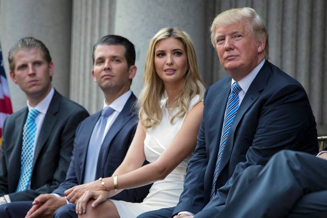 <p>Donald Trump with his children (R-L) Ivanka, Don Jr and Eric </p>