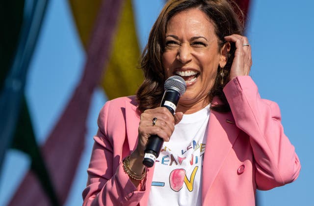 <p>US Vice President Kamala Harris speaks during the Capital Pride Festival, a celebration of the LGBTQ+ community, in Washington, DC, June 12, 2022</p>