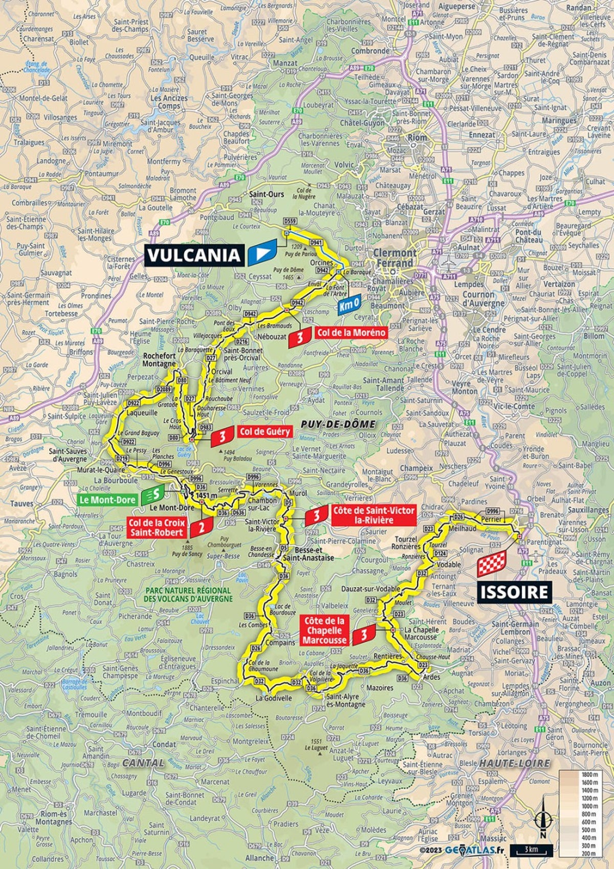 Tour de France 2023 stage 10 preview: Route map and profile of 145km from Parc Vulcania to Issoire