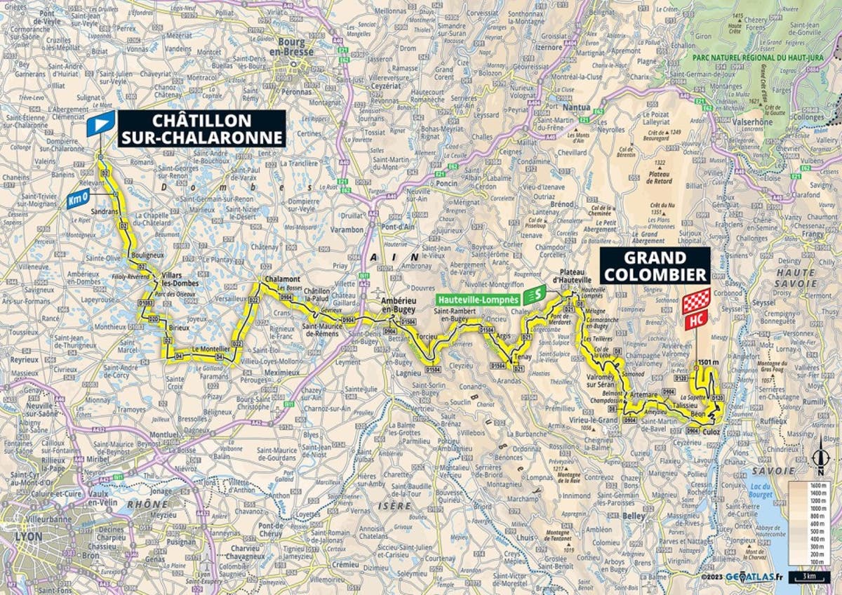 Photo of Aperçu de l’étape 13 du Tour de France 2023 : carte et profil du parcours 138 km jusqu’à l’arrivée au sommet au Grand Colombier