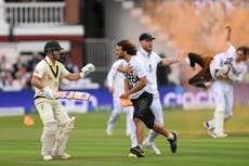 Moment Just Stop Oil protesters throw paint over Lord’s pitch during Ashes Test