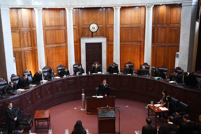 <p>File: Members of the Supreme Court of the Philippines on 28 August 2018</p>