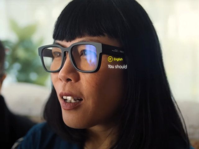 <p>A video showing off Google’s augmented reality glasses was shared during the tech giant’s Google I/O developers conference in 2022</p>