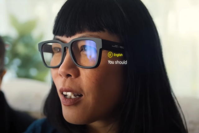 <p>A video showing off Google’s augmented reality glasses was shared during the tech giant’s Google I/O developers conference in 2022</p>