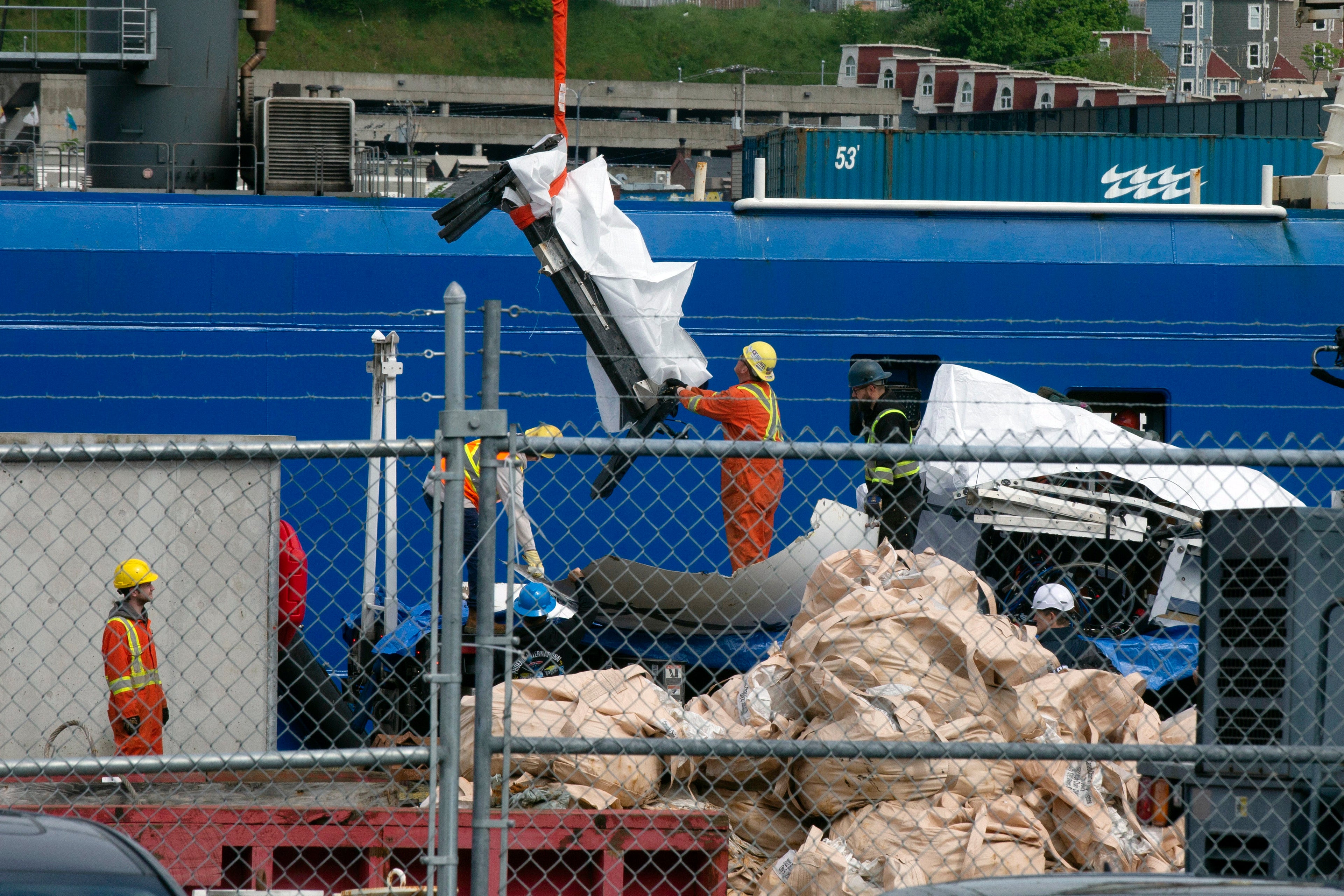 Photos shared by the Associated Press showed what appeared to be several pieces covered with white tarps being unloaded from the American ships Sycamore and Horizon Arctic at a port in St John’s, Newfoundland.
