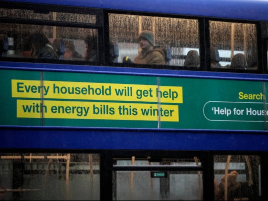 Government adverts about energy bills help were put on buses