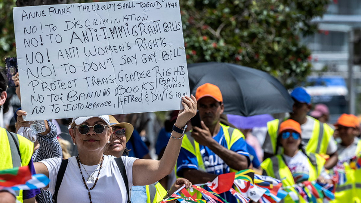 Watch live as LA immigrant groups hold solidarity rally in protest of ‘show me your papers’ Florida law
