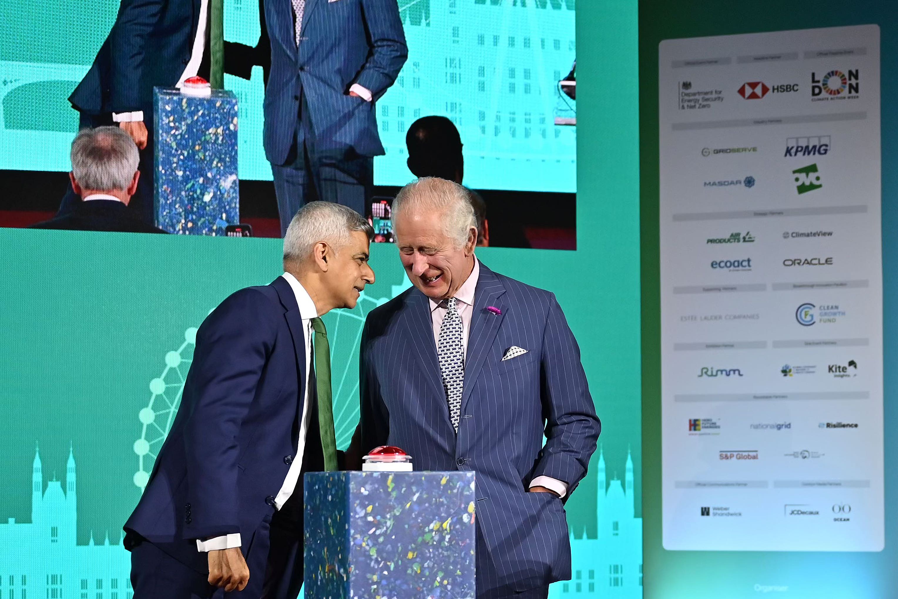 The King and the Mayor of London were attending the Climate Innovation Forum (Justin Tallis/PA)