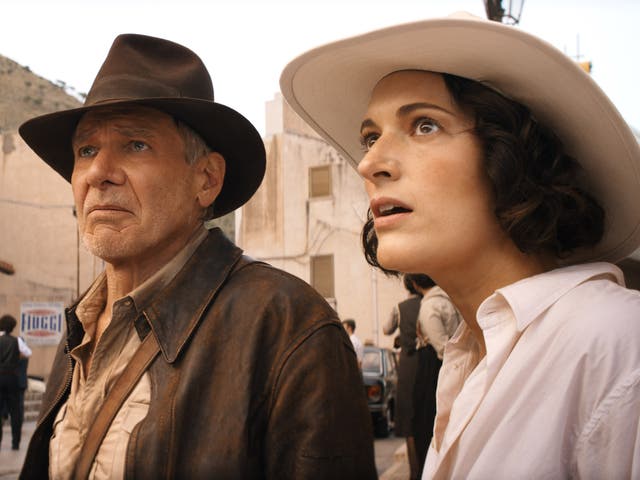 <p>Harrison Ford and Phoebe Waller-Bridge in ‘Indiana Jones and the Dial of Destiny’</p>