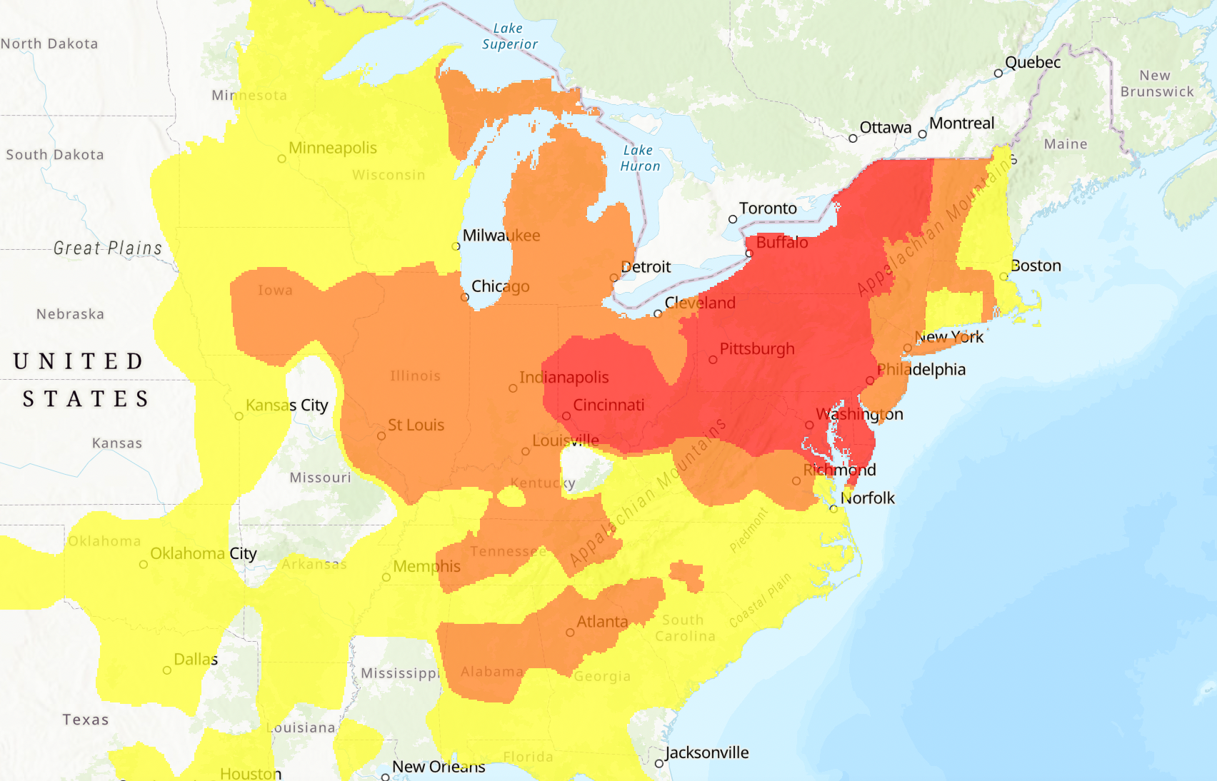 The predicted smoke forecast for Thursday, 28 June