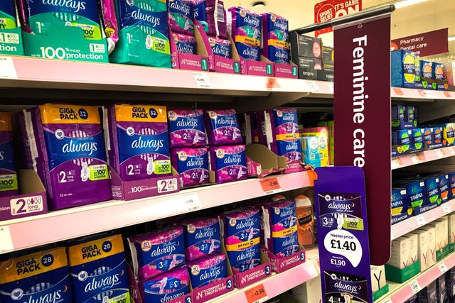 A fifth of young women said they were concerned about being able to afford sanitary products (Jane Barlow/PA)