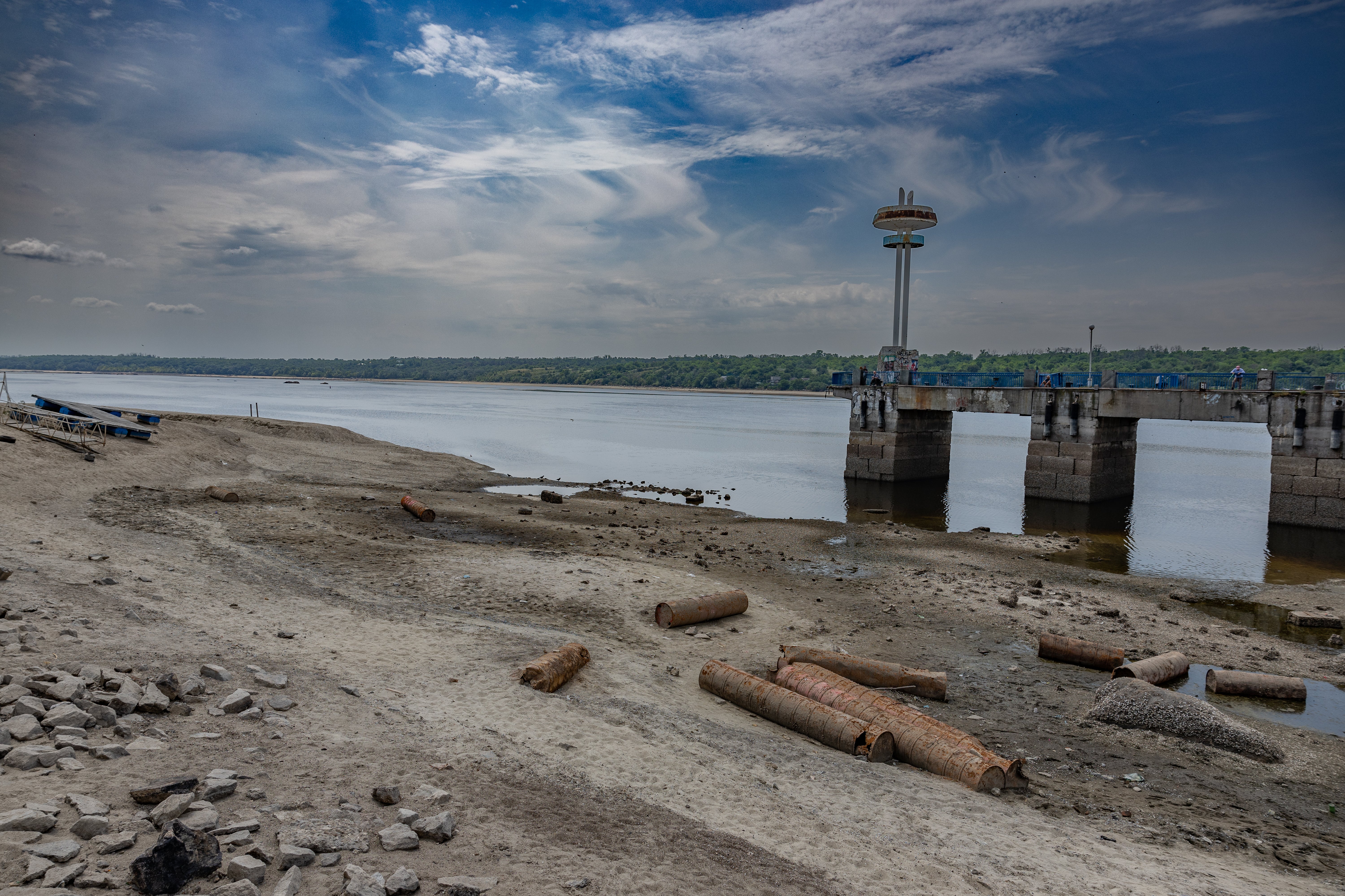 Zaporizhzhia’s main dock stoops forlornly over cholera-contaminated puddles