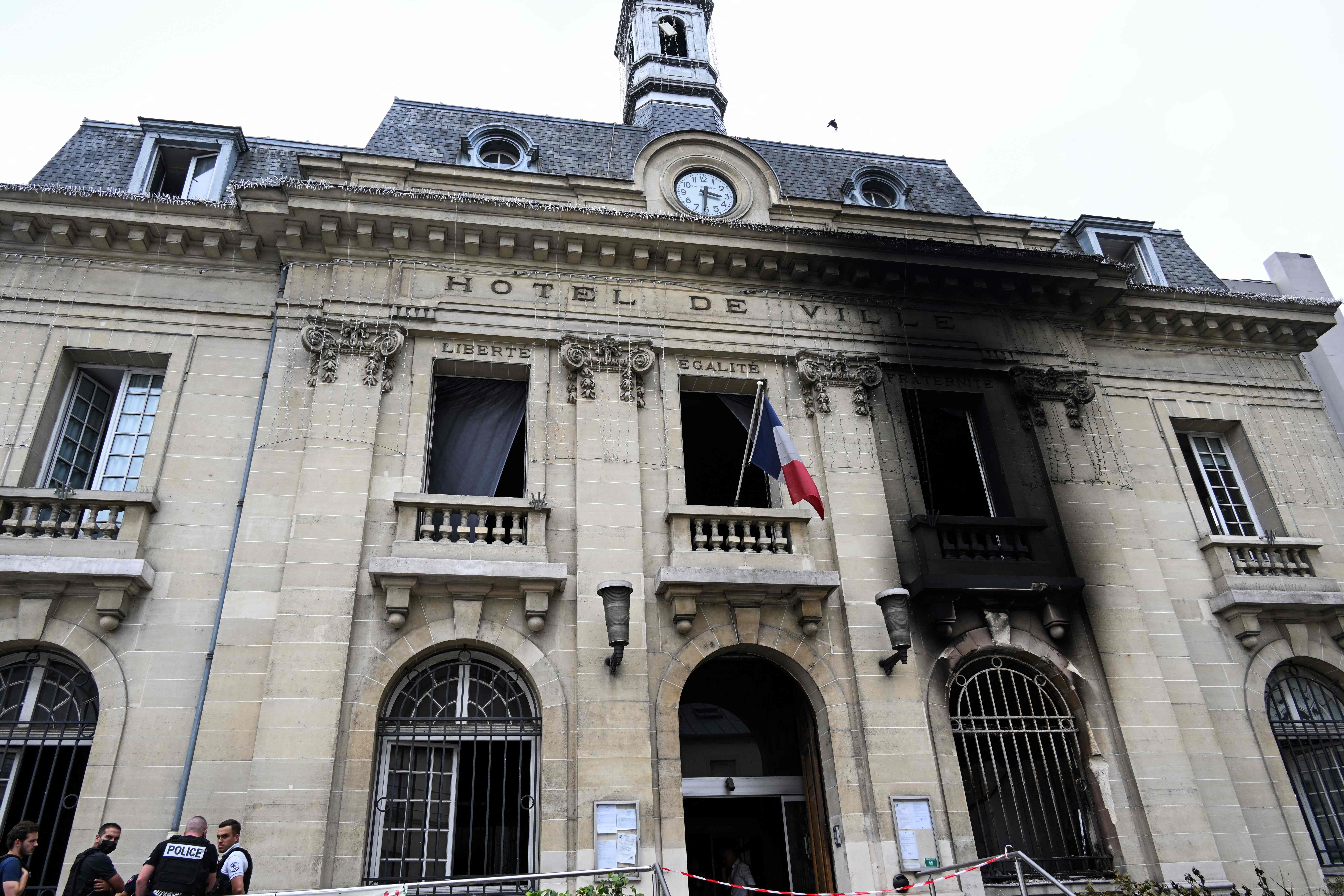 L’Ile-Saint-Denis city hall damaged during the riots in Paris