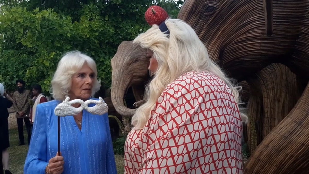 Gemma Collins meets Queen Camilla at royal palace’s animal ball