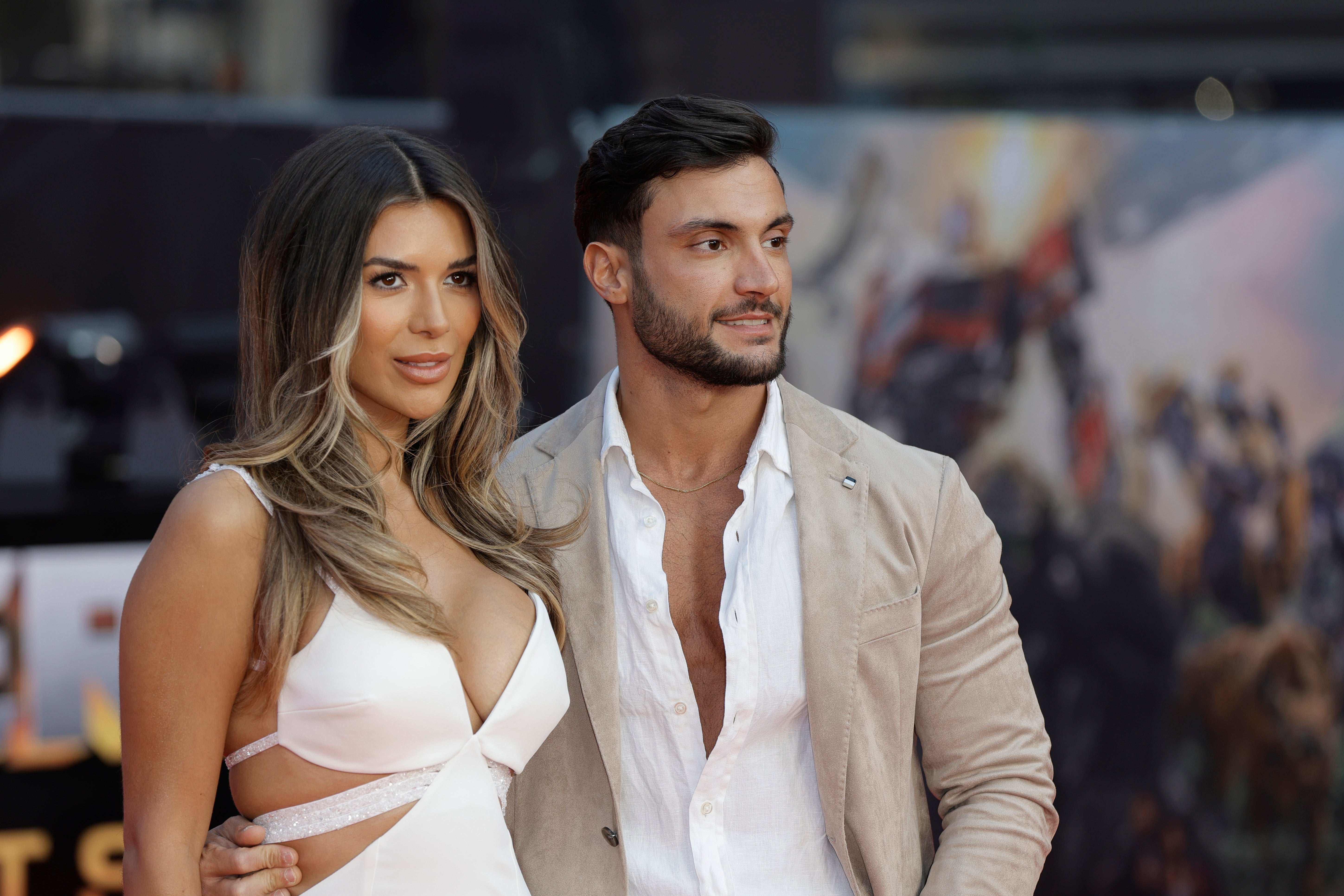 Ekin-Su and Davide attend the European Premiere of Paramount Pictures’ “Transformers: Rise of the Beasts” at Cineworld Cinemas on June 07, 2023