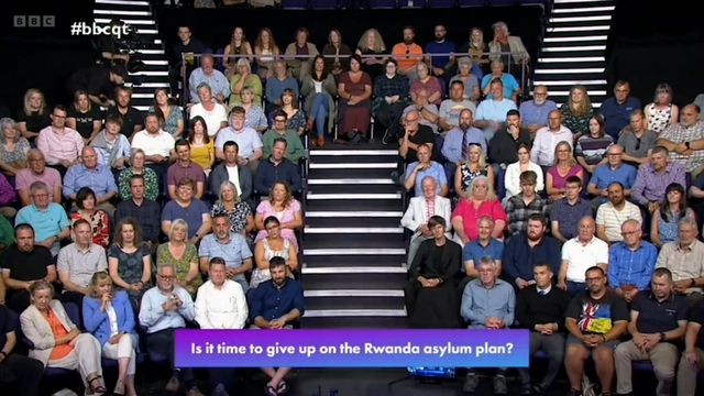 <p>BBC Question Time audience give resounding no when polled on support for Rwanda deportations</p>