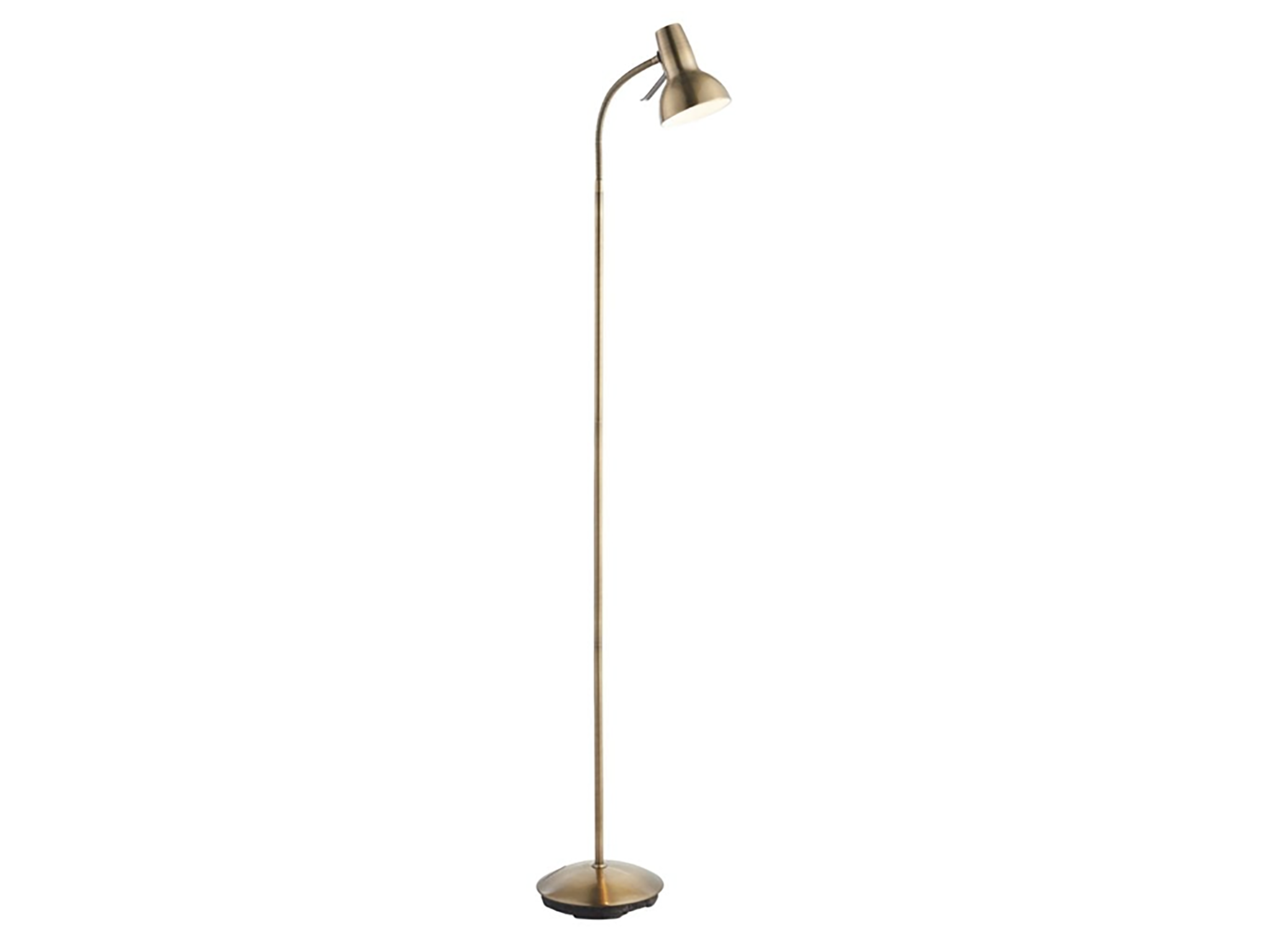 Antique Brass Floor Lamp with Green Shade and Reading Light