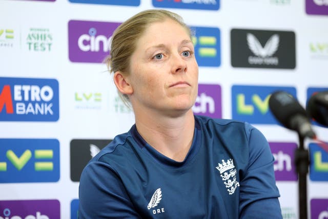 Heather Knight will lead England in the first T20 against Australia on Saturday (Nigel French/PA)