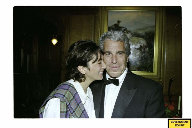 This picture of Ghislaine Maxwell with Jeffrey Epstein was shown to the court during her sex trafficking trial (US Department of Justice/PA)