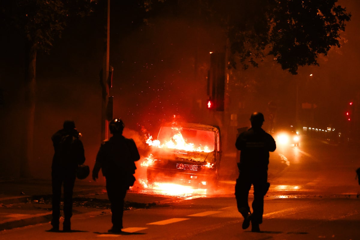 France riots – latest:  ‘We are at war with vermin’ police say as violence rages after Paris shooting