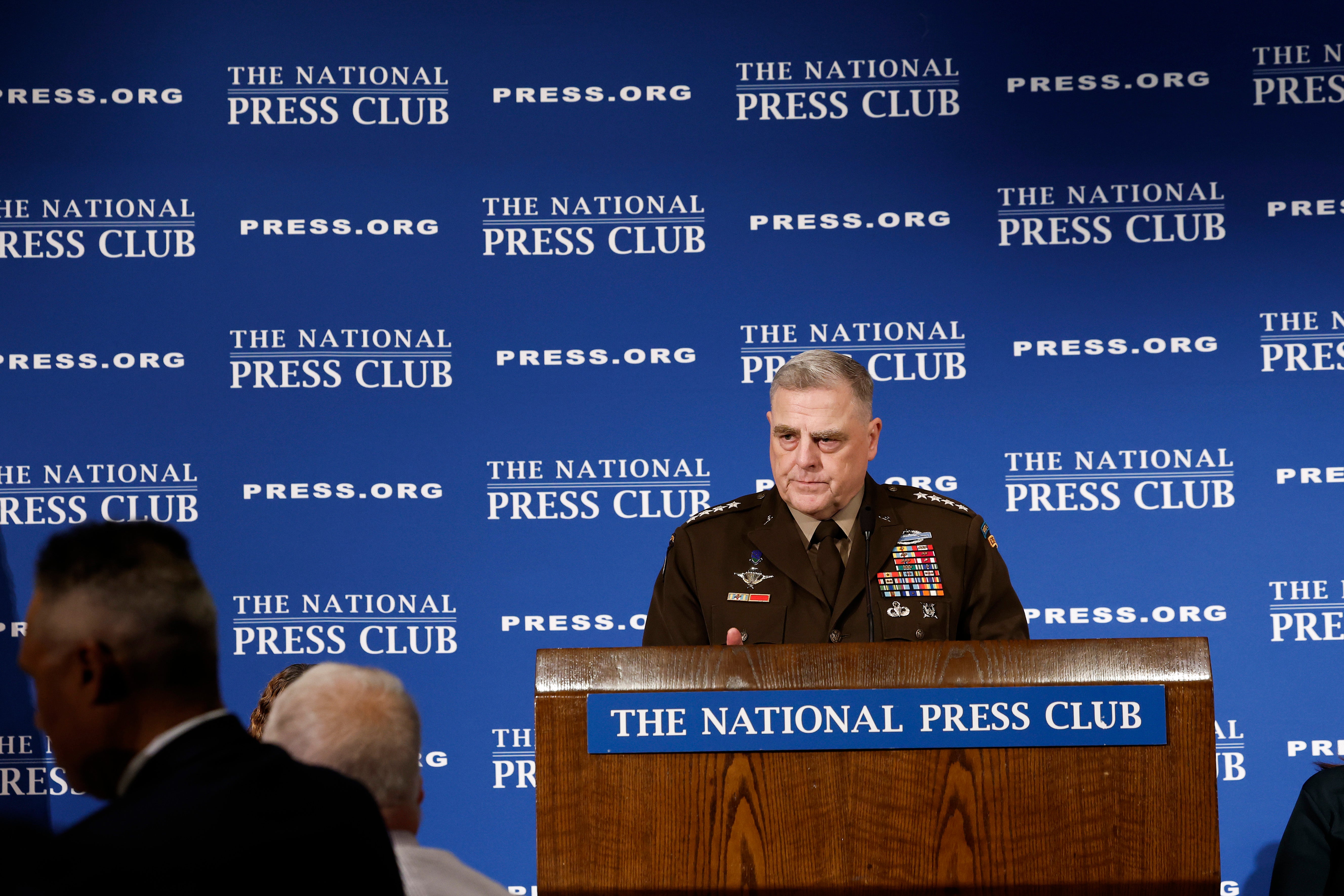 Joint Chiefs of Staff Chairman General Mark Milley speaks during the Headliners Luncheon at the National Press Club