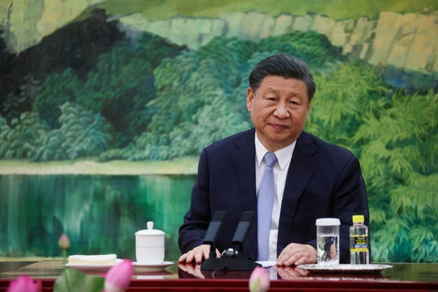 <p>File. Xi Jinping looks on as he meets with US Secretary of State Antony Blinken (not pictured) in the Great Hall of the People in Beijing</p>