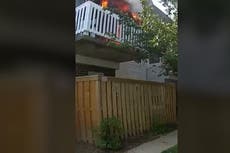 Watch: Officer rescues three dogs from burning house in Virginia