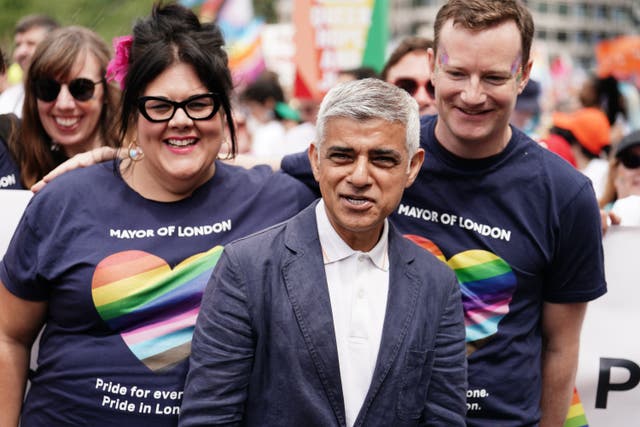 Mayor of London Sadiq Khan before the Pride in London parade (Jordan Pettitt/PA)