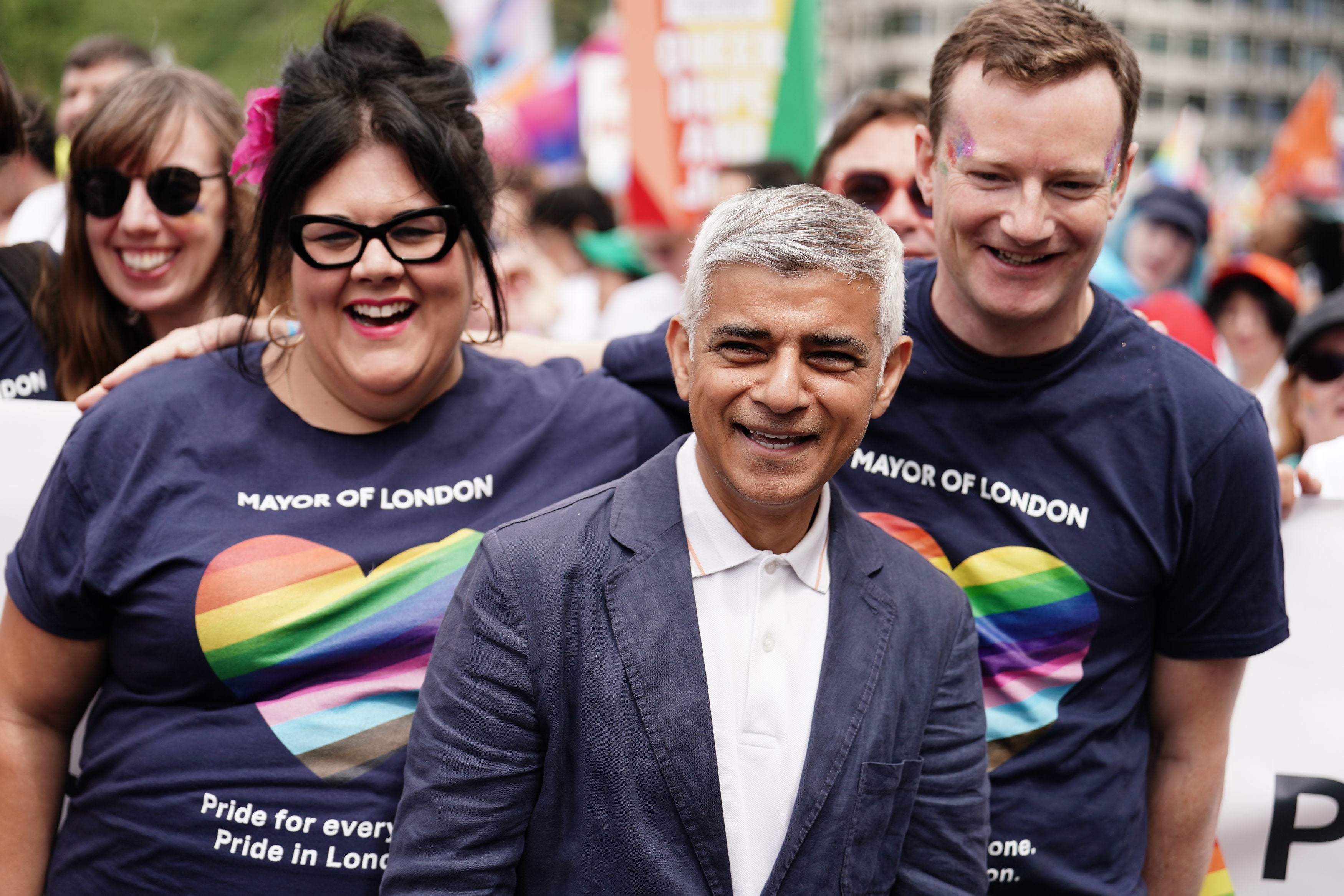 Sadiq Khan also took part in the celebrations but reminded people that it is also a time of protest