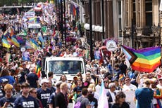 Pride in London – live: Huge crowds turn out for LGBT+ celebration with march through capital