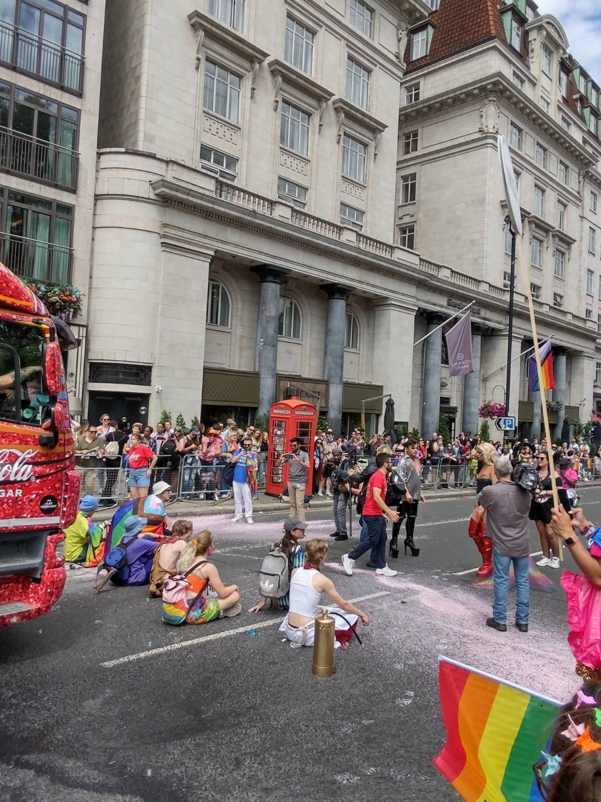 Members of Just Stop Oil protesting the involvement of highly polluting industries at London Pride