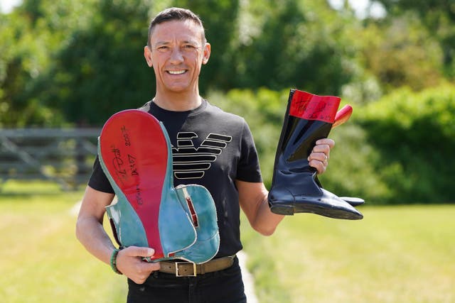Jockey Frankie Dettori is selling a selection of his trophies and racing silks, putting 126 items up for auction ahead of his retirement from horse racing (Jacob King/PA)