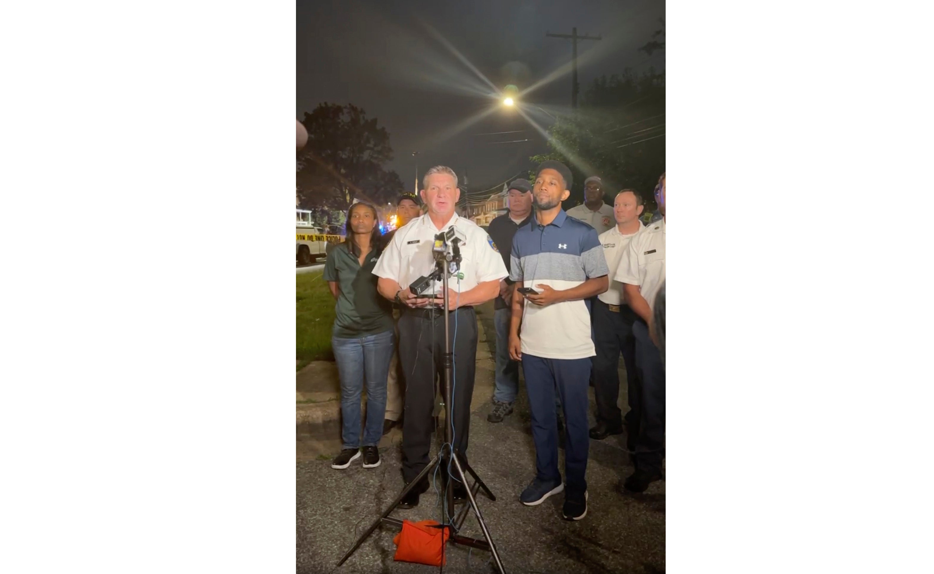 Baltimore Police Department acting commissioner Richard Worley speaks during a news conference, alongside mayor Brandon Scott