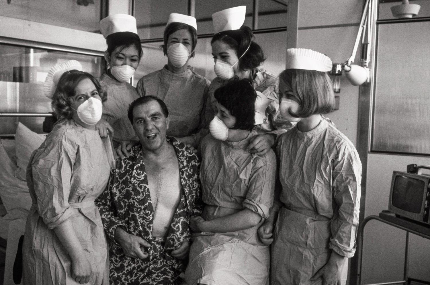 Britain’s first heart transplant patient Frederick West with nurses at the National Heart Hospital in London, 1968