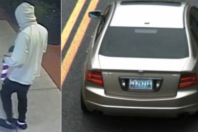 <p>Surveillance image of the suspect and vehicle from the DC attacks</p>