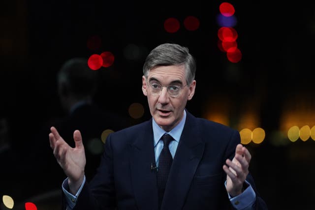 <p>Jacob Rees-Mogg in the studio at GB News during his new show Jacob Rees-Mogg’s State of The Nation (Stefan Rousseau/PA)</p>