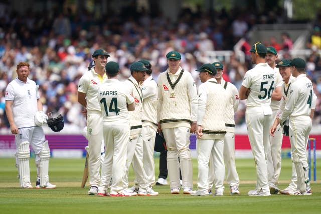 Jonny Bairstow was stumped by Alex Carey at Lord’s (Adam Davy/PA)