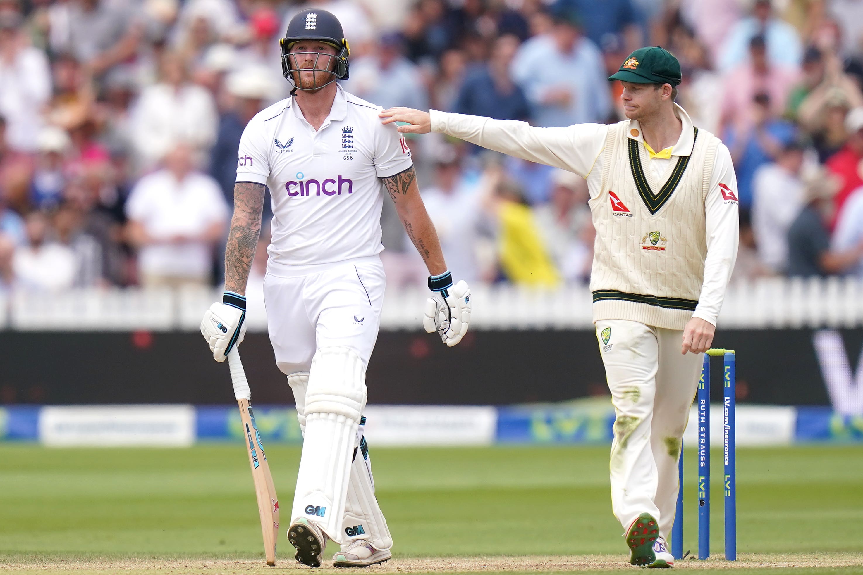 Ben Stokes and England tasted defeat as Australia and Steve Smith, right, cintuned to thrive at Lord’s (Adam Davy/PA)